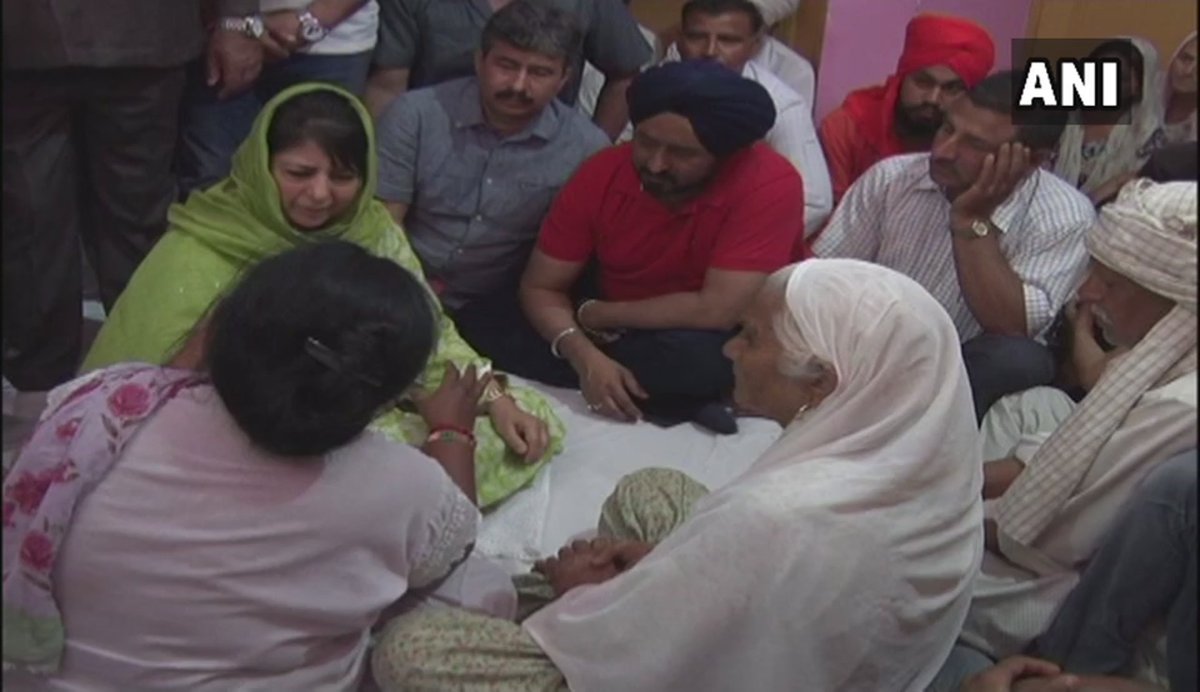 J&K Chief Minister Mehbooba Mufti visited Arnia sector along the Line of Control (LoC) and met families affected due to ceasefire violation by Pakistan   