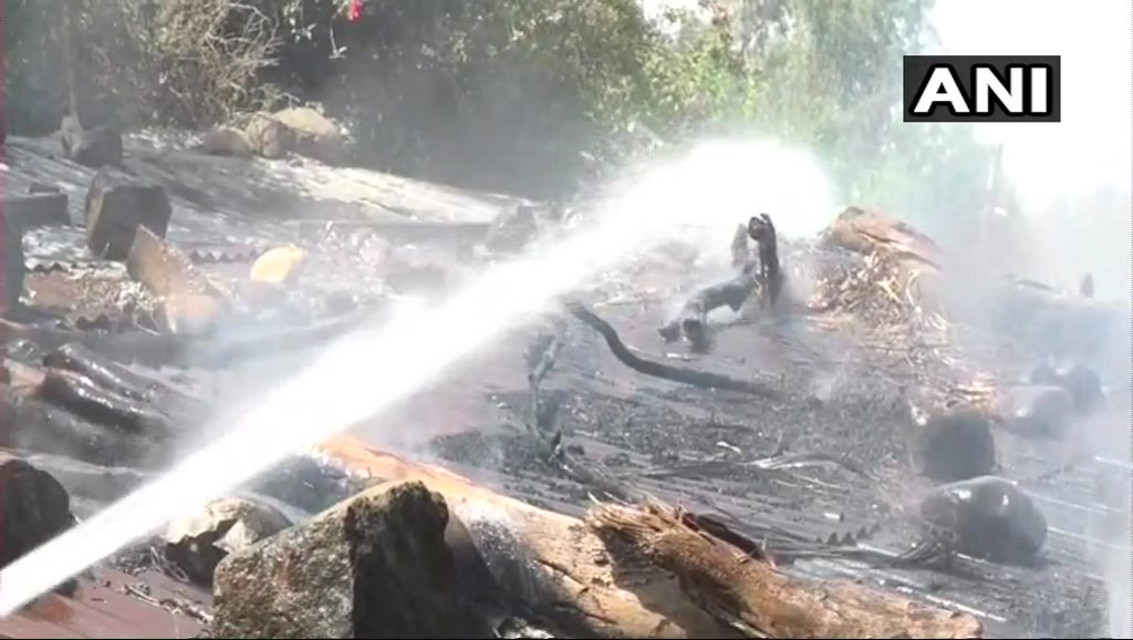 Udhampur: Fire breaks out at a house in Omara Morh area, fire fighting operation underway