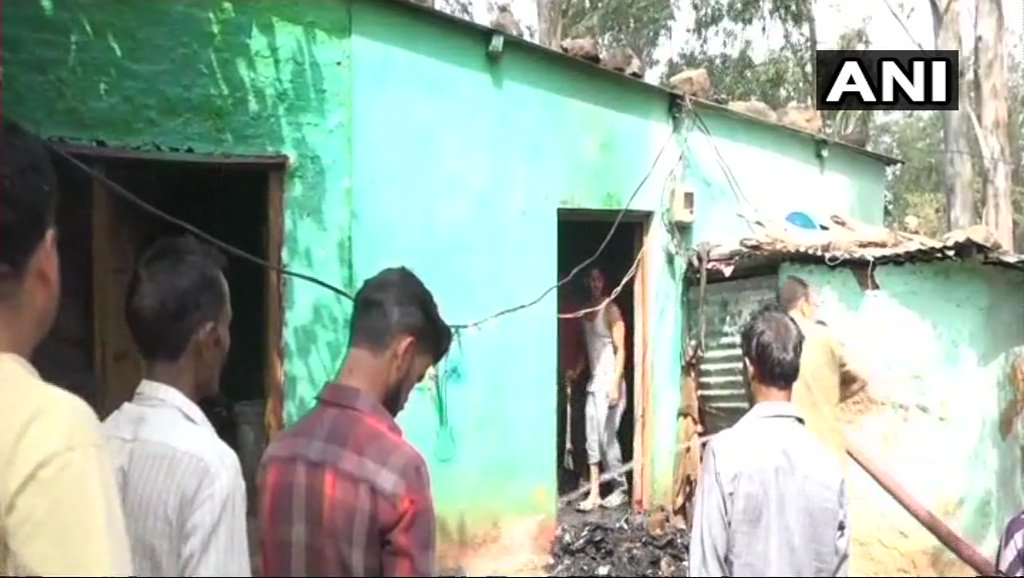 Udhampur: Fire breaks out at a house in Omara Morh area, fire fighting operation underway