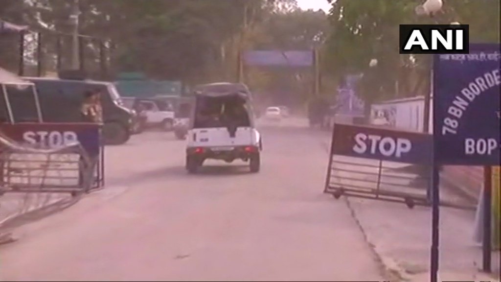 Jammu: Visuals from Indian rupees Pura sector of personnel arriving for a Sector Commander level meeting, which was asked for by Pakistan. Meeting is underway