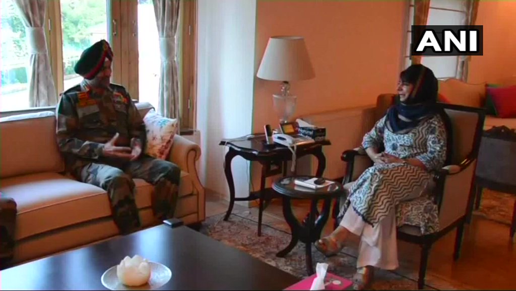 Lt Gen Ranbir Singh, General Officer Commanding-in-Chief of the Northern Command met Chief Minister Mehbooba Mufti in Srinagar