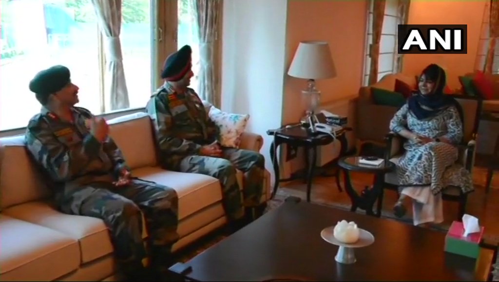 Lt Gen Ranbir Singh, General Officer Commanding-in-Chief of the Northern Command met Chief Minister Mehbooba Mufti in Srinagar