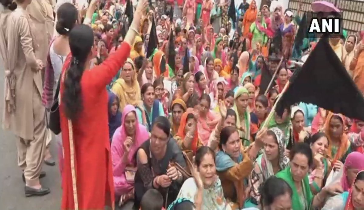 Jammu and Kashmir: Anganwadi workers staged protest in Udhampur, demanding wage hike from the state government.   