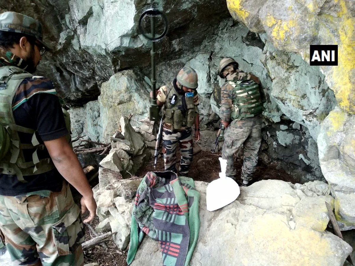 Jammu And Kashmir: Rashtriya Rifles Battalion, busted a terrorist hideout and recovered a large cache of arms and ammunition from Bonzuri Forest area in Bandipora.   