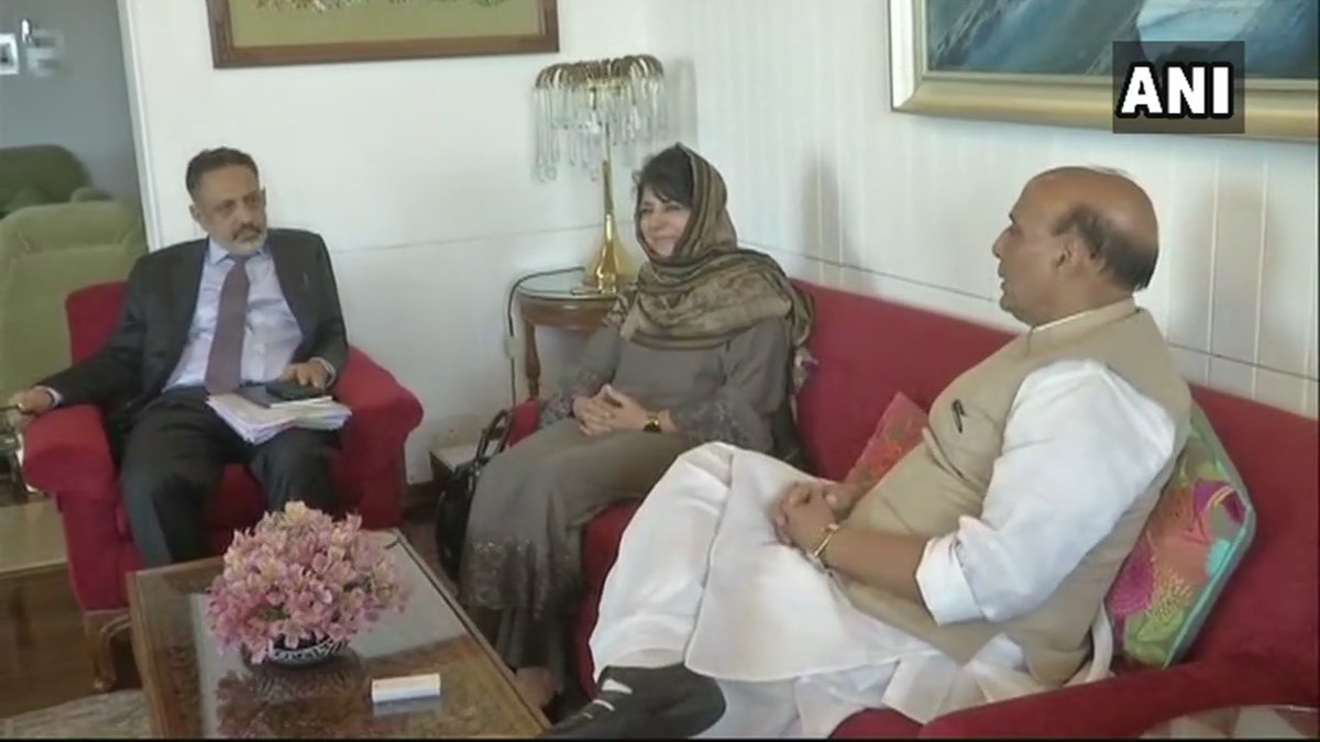 Jammu and Kashmir Chief Minister Mehbooba Mufti met Union Home Minister Rajnath Singh in Srinagar