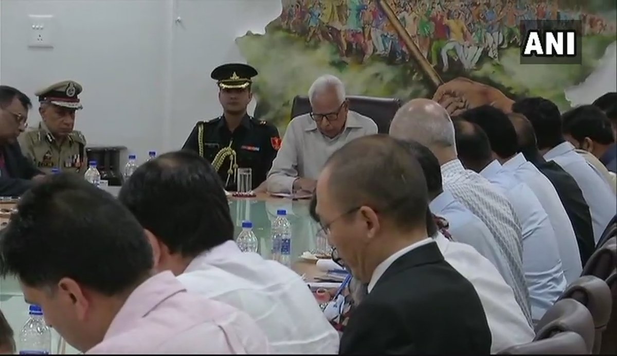 Jammu And Kashmir: Governor of Jammu and Kashmir NN Vohra holds a meeting with senior administration officers and security forces in Srinagar
