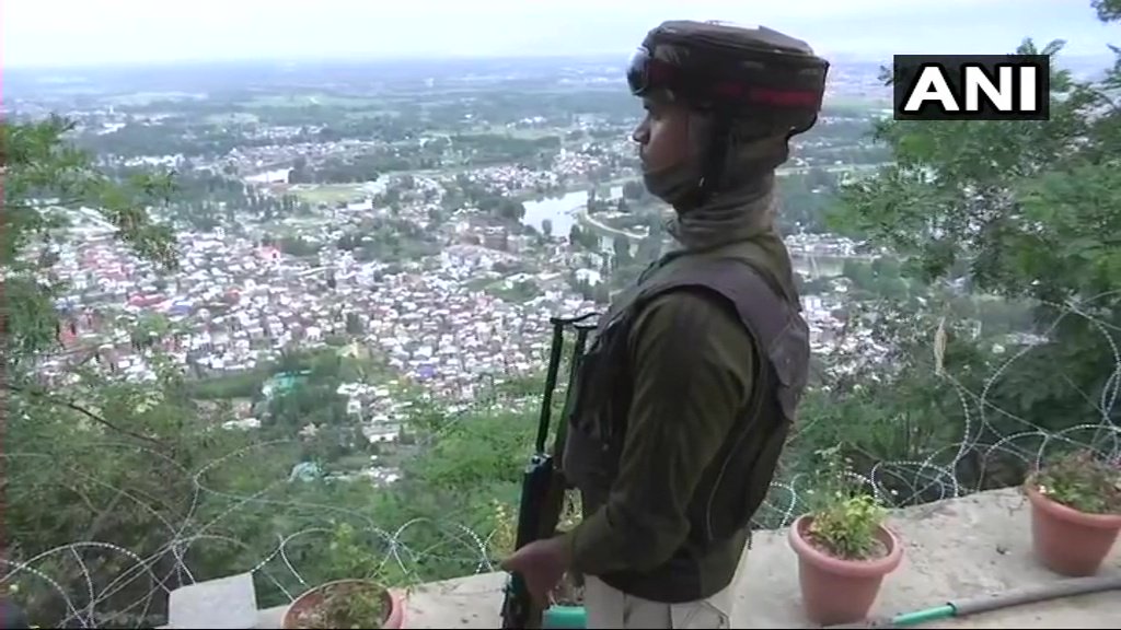 Jammu and Kashmir: Earlier visuals of security arrangements at Srinagar's Shankaracharya temple ahead of Amarnath Yatra   