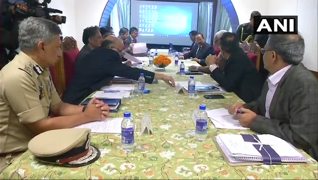 Jammu and Kashmir: Home Minister Rajnath Singh chairs a high level review meeting in Srinagar.   