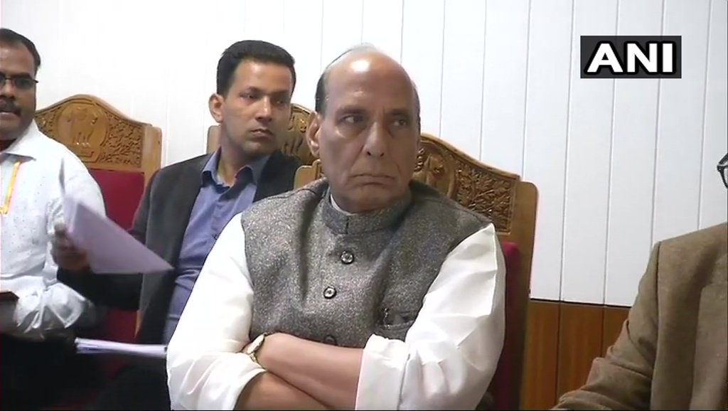 Jammu and Kashmir: Home Minister Rajnath Singh chairs a high level review meeting in Srinagar.   