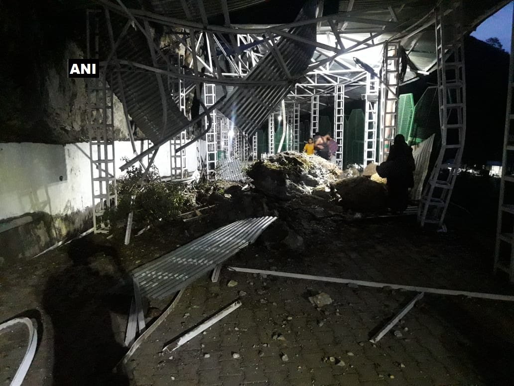 Jammu and Kashmir: A landslide occurred near Himkoti on the new track to Mata Vaishno Devi shrine, early morning today; No injuries were reported, the track has been temporarily closed for pilgrims.   