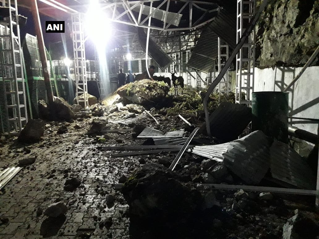 Jammu and Kashmir: A landslide occurred near Himkoti on the new track to Mata Vaishno Devi shrine, early morning today; No injuries were reported, the track has been temporarily closed for pilgrims.   