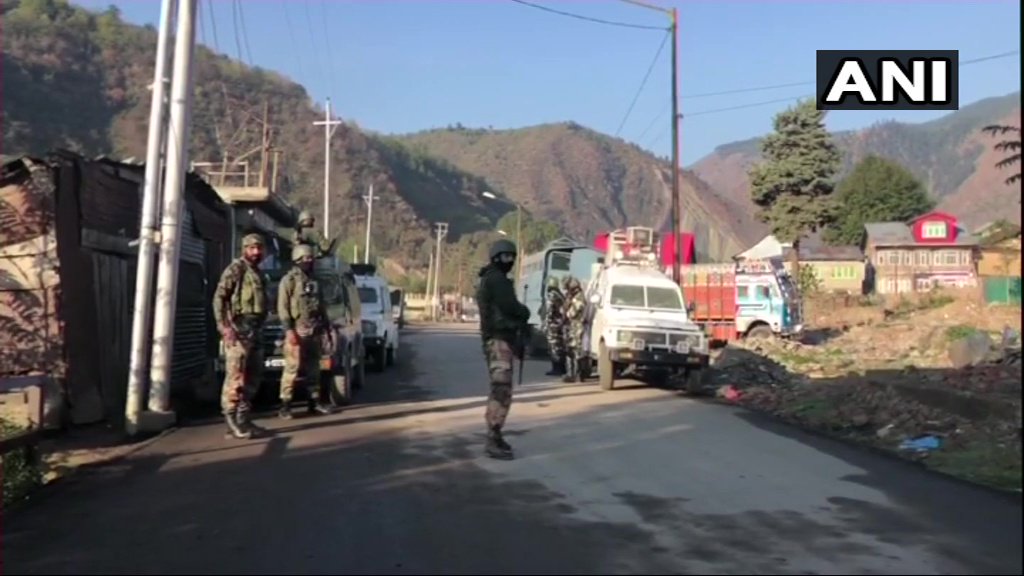 Jammu And Kashmir: Heavy security deployed at a polling booth in Baramulla as voting for local body elections is underway   