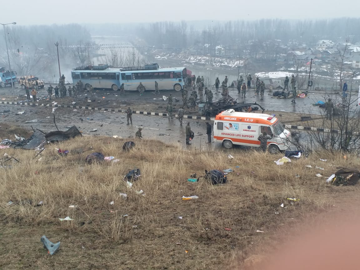 At least 18 Indian soldiers killed, many other injured in an IED blast that ripped through their Jammu to Srinagar convoy in Awantipora,  Kashmir   