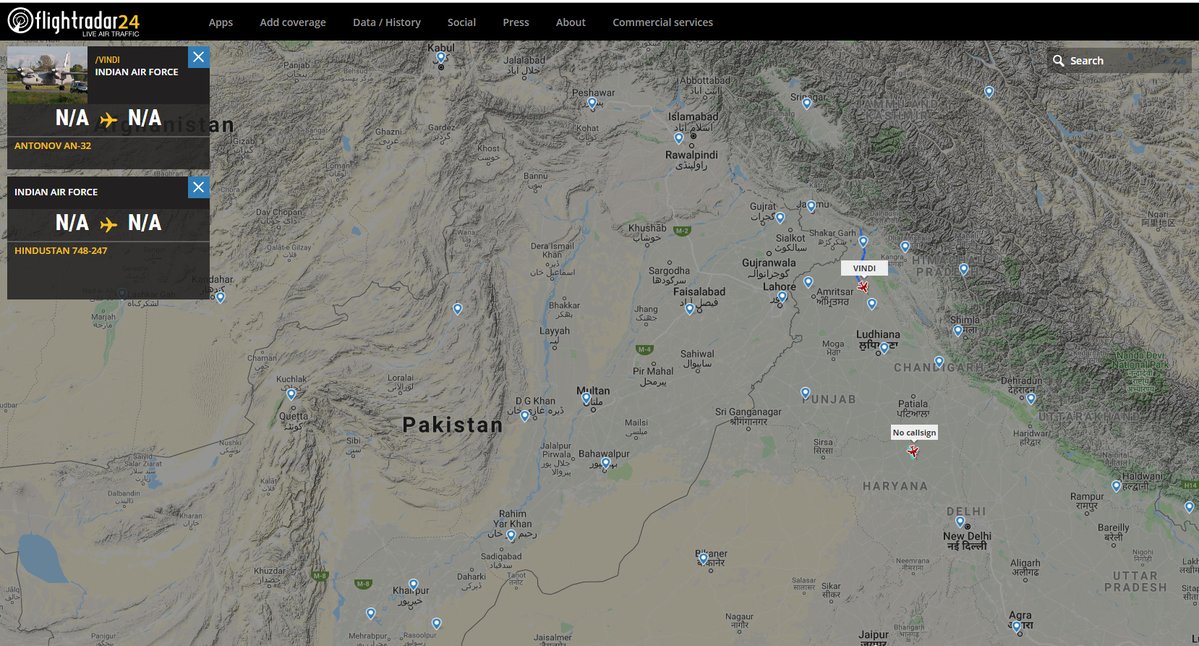 Indian Air force still active near the border with Pakistan: Hindustan 748-247 H2066, Antonov An-32 K2668   