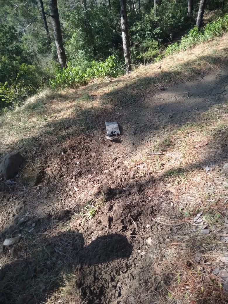 J&K: Pictures of craters formed from Pakistani bombs dropped near Indian Army post in Rajouri sector. Pic courtesy: Army sources)   