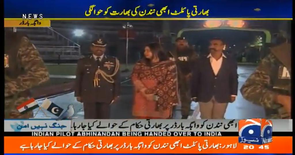 IAF Wing Commander Abhinandan waiting to cross over into India - India's Military Attache in Pakistan is with him   