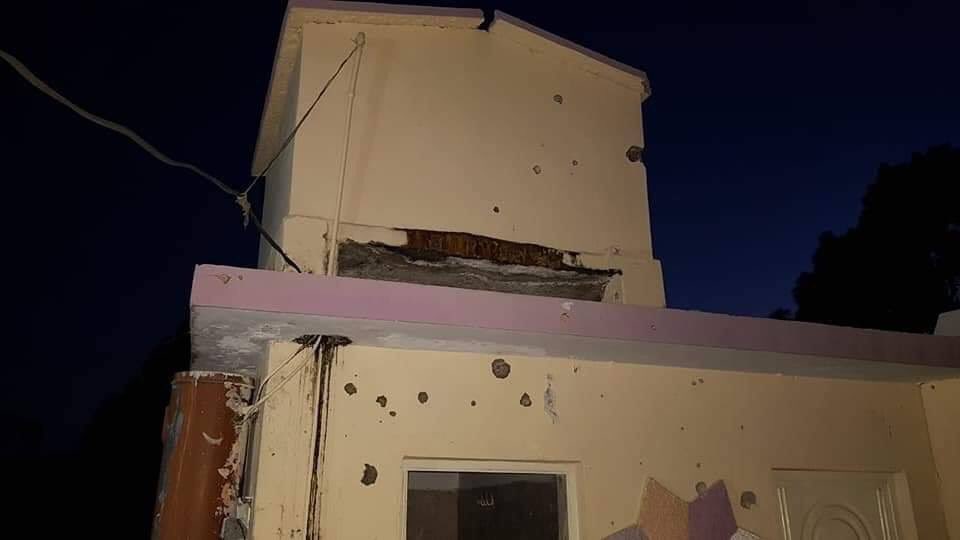 Damage to private house from shrapnel in Samahni sector of Azad Kashmir  