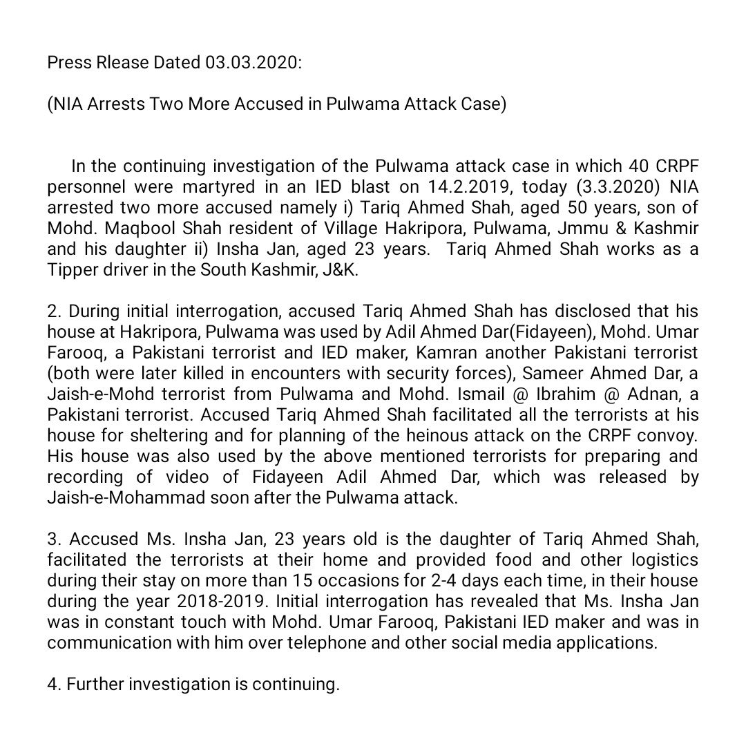 NIA Arrests Two More Accused in Pulwama Attack Case