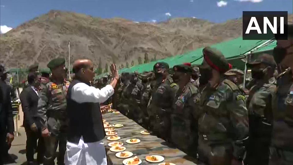 Defence Minister Rajnath Singh visits Karu Military Station in Ladakh