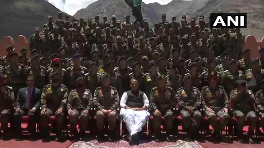 Defence Minister Rajnath Singh visits Karu Military Station in Ladakh
