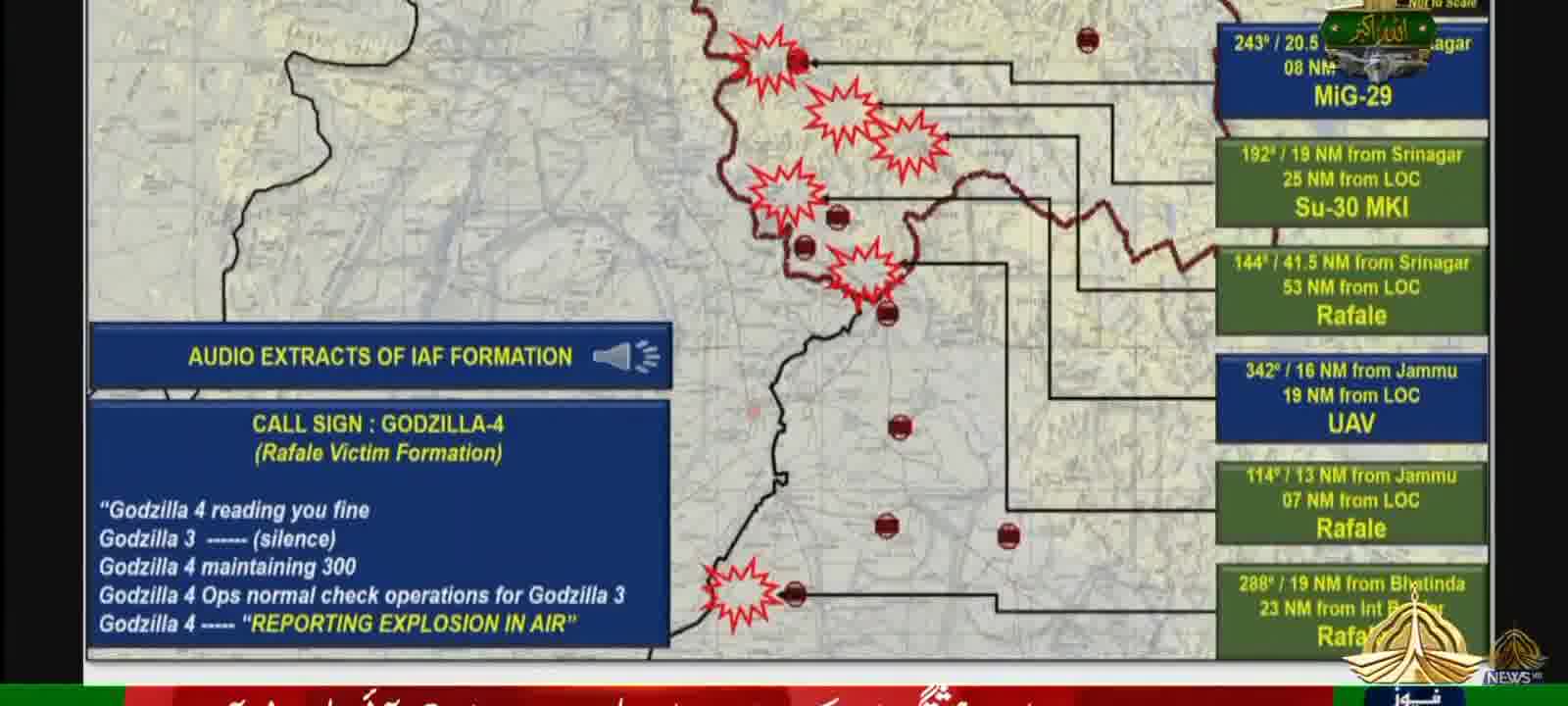 Pakistan released data from Pakistan-India air combat when several Indian jets were downed