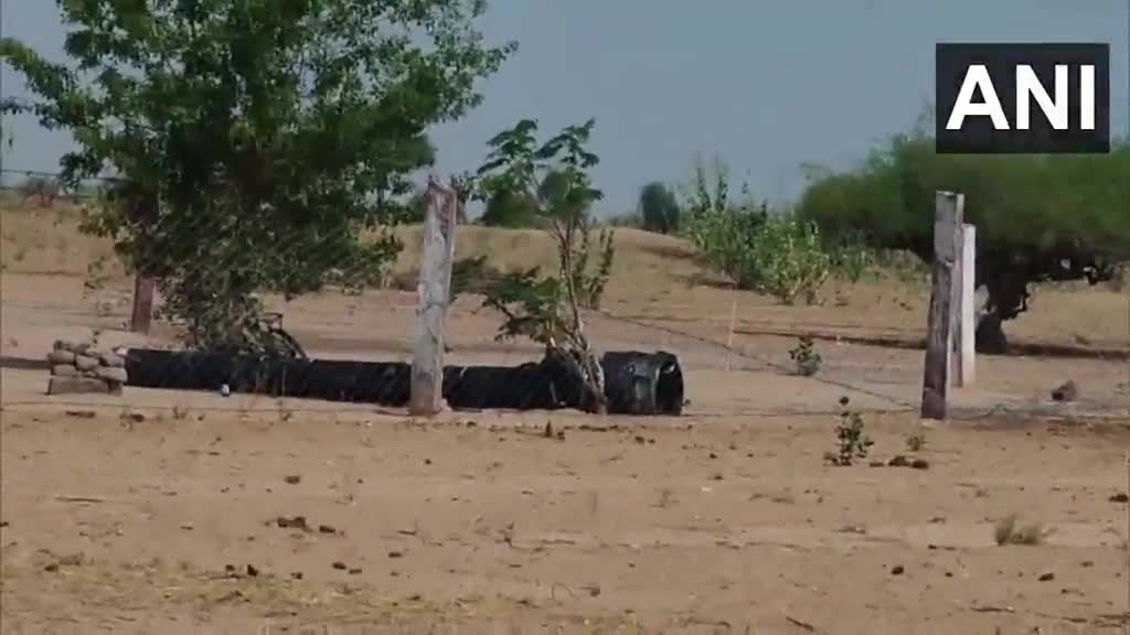 Een groot raketfragment gevonden in Pokhran, Rajasthan
