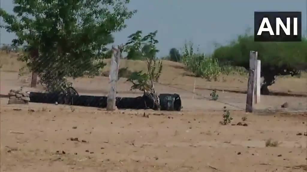 Een groot raketfragment gevonden in Pokhran, Rajasthan