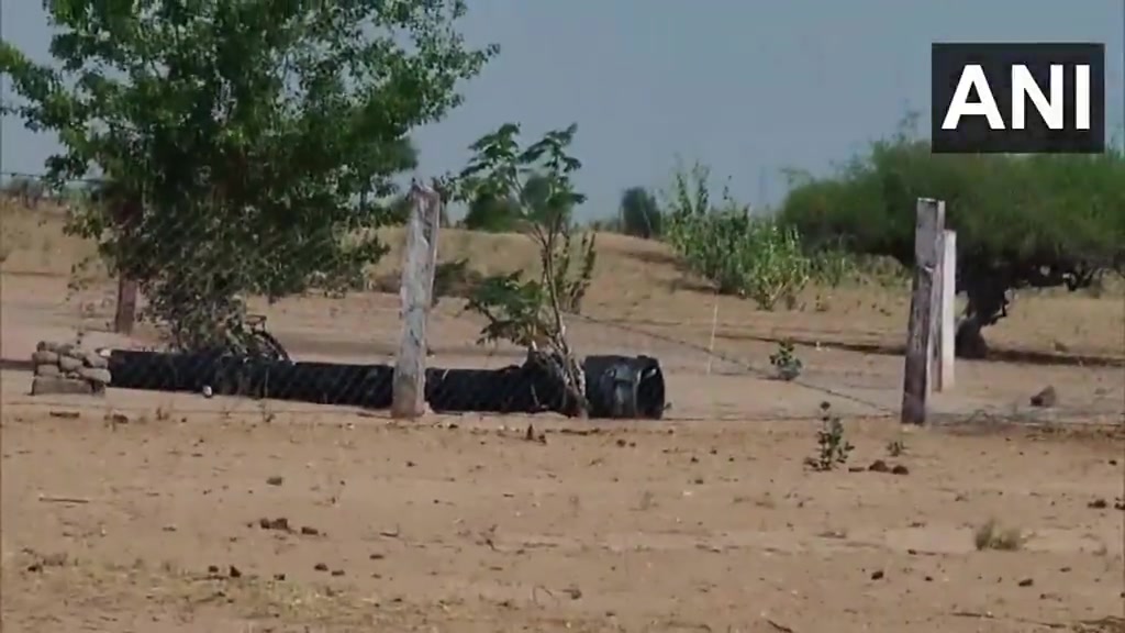 Een groot raketfragment gevonden in Pokhran, Rajasthan