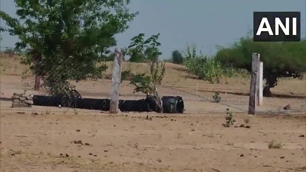 Een groot raketfragment gevonden in Pokhran, Rajasthan
