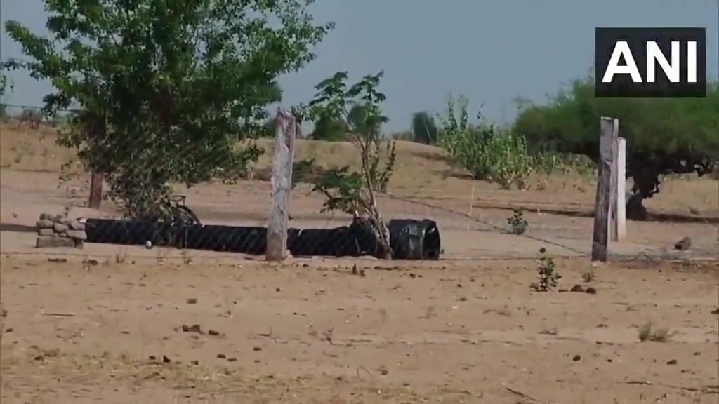 Een groot raketfragment gevonden in Pokhran, Rajasthan
