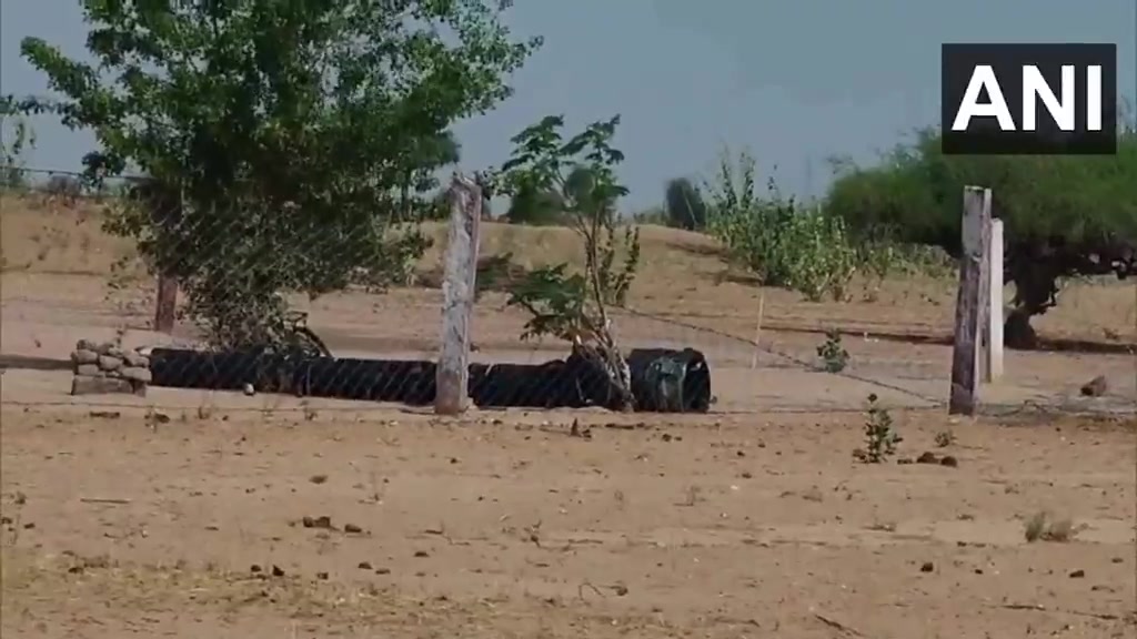 Een groot raketfragment gevonden in Pokhran, Rajasthan