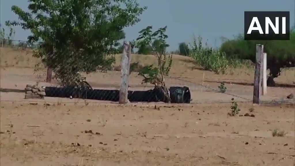Een groot raketfragment gevonden in Pokhran, Rajasthan